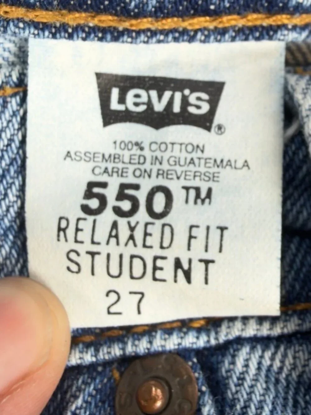 Levi's 550 Vintage 90s Blue Cotton Shorts W27 Relaxed Orange Tab NOS